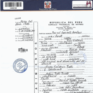Acte de Naissance (Pérou)