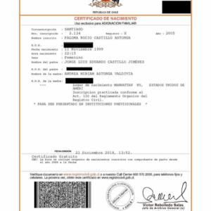 Acte de Naissance (Chili)