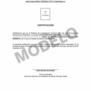 Extrait de Casier Judiciaire (République Dominicaine)