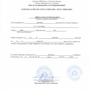 Certificat de conclusion (primaire)
