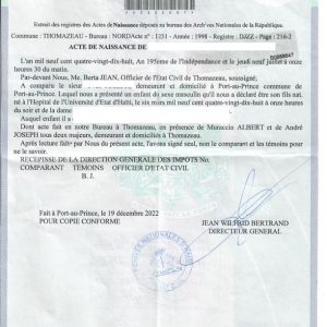 Acte de Naissance (Haïti)