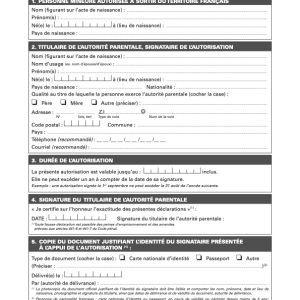 Autorisation de Sortie du Territoire (AST)